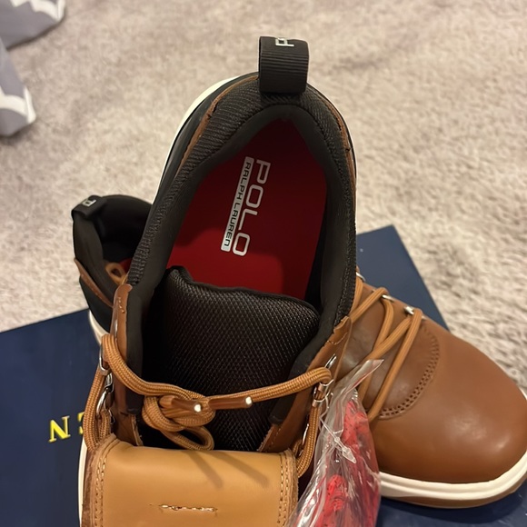 Polo Ralph Lauren Adventure 100 SK ATH tan burnished calf leather shoes Mens 8.5 - Picture 11 of 16